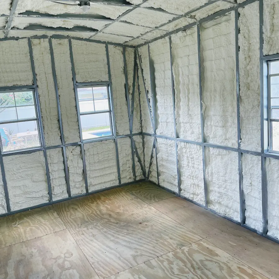 Closed-cell spray foam insulation applied to wall cavities in a residential project in Makawao